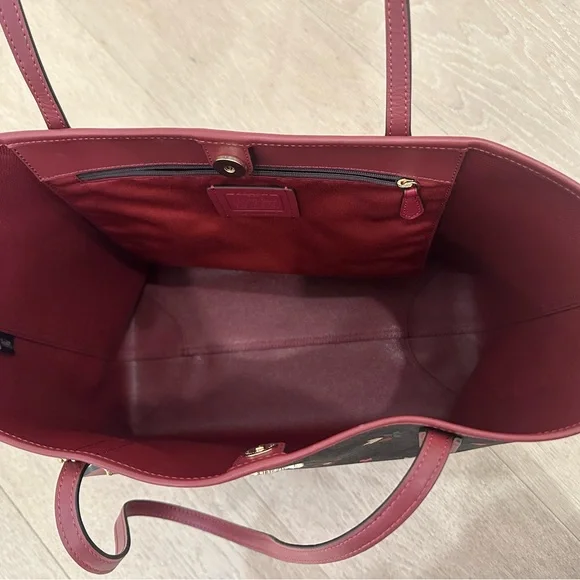 Coach Floral Tote in Brown and Red - Picture 3 of 4